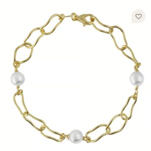 Pulsera con perlas en plata de ley con baño de oro 18k