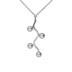 Collar largo diseño árbol con perlas en plata de ley con baño de rodio