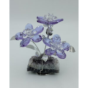 Flor triple de cristal base piedra de amatista
