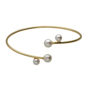 Brazalete con perlas en plata de ley con baño de oro 18K