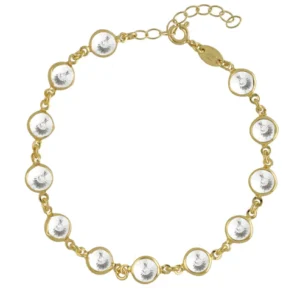 Pulsera con cristales de 7mm en plata de ley con baño de oro 18K