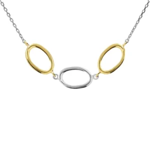 Collar corto bicolor en plata de ley con baño de oro 18k