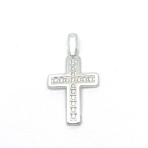 Colgante cruz con circonitas en oro blanco de ley 18k