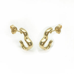 Pendientes diseño en aro con forma de flor en oro de ley 18k