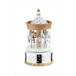 Carrousel musical con caballitos de madera y estrellas