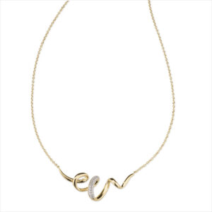 Collar corto de diseño con circonitas en plata de ley con baño de oro 18k