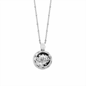 Collar llamador de ángeles con circonitas en bronce con baño de rodio