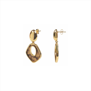 Pendientes largos diseño color marrón en acero dorado