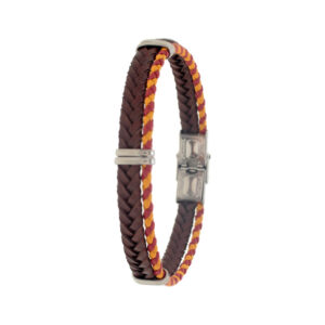 Pulsera diseño España en piel color marrón y cierre de acero