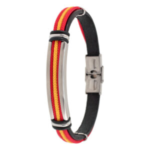 Pulsera diseño España en piel color negro y acero